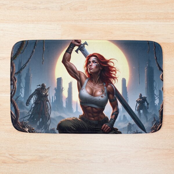 Item preview, The Techno Samurai Warrior woman illustration art designed and sold by Vintage Designs +.