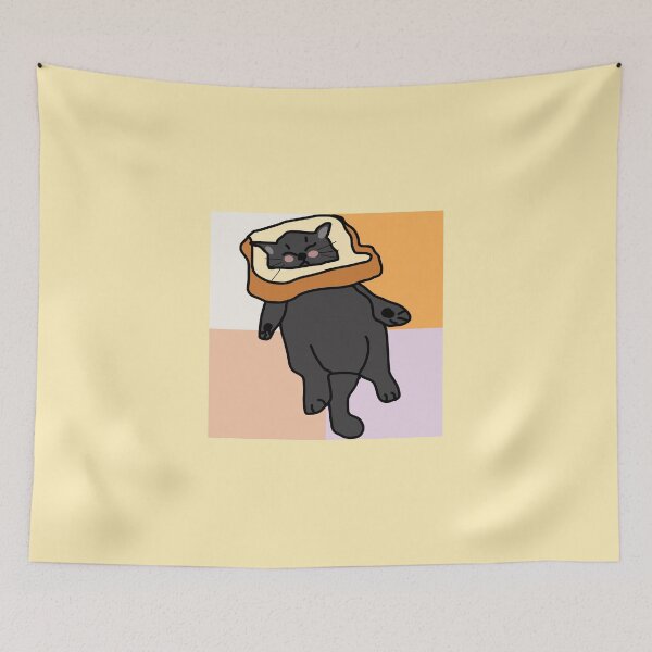Item preview, funny cat sleeping on bread designed and sold by Kaewtaming.
