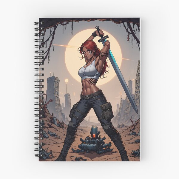 Item preview, The Techno Samurai Warrior woman illustration art designed and sold by Vintage Designs +.
