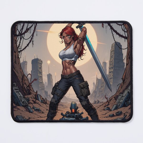 Item preview, The Techno Samurai Warrior woman illustration art designed and sold by Vintage Designs +.