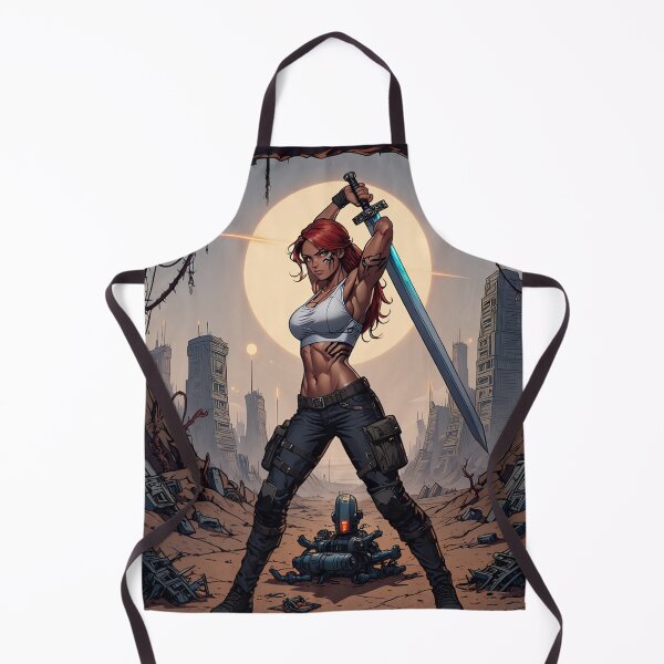 Item preview, The Techno Samurai Warrior woman illustration art designed and sold by Vintage Designs +.