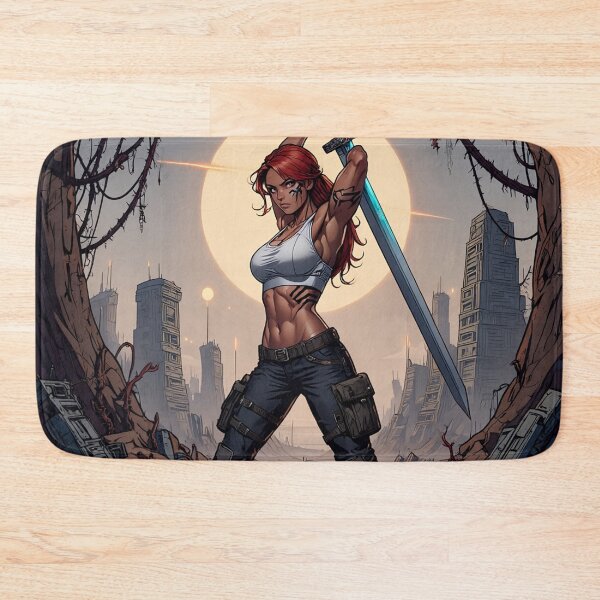 Item preview, The Techno Samurai Warrior woman illustration art designed and sold by Vintage Designs +.