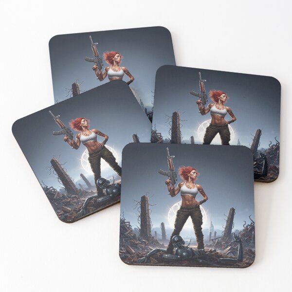 Item preview, The Techno Samurai Warrior woman illustration art designed and sold by Vintage Designs +.