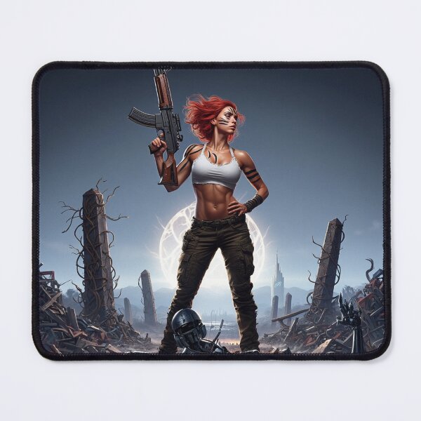 Item preview, The Techno Samurai Warrior woman illustration art designed and sold by Vintage Designs +.