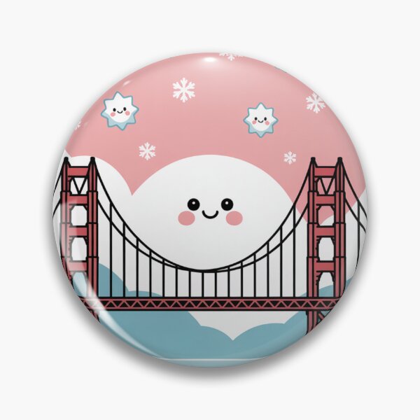 Item preview, Kawaii San Francisco Christmas – Cute Golden Gate Holiday Illustration | Pastel Winter Art Print designed and sold by RobiCom.