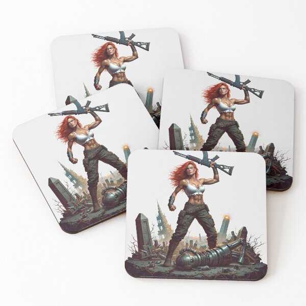 Item preview,  The Techno Samurai Warrior woman illustration art designed and sold by Vintage Designs +.