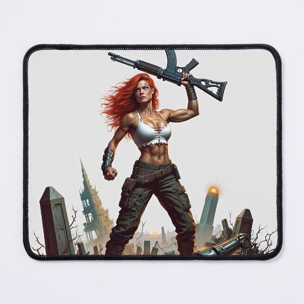 Item preview, The Techno Samurai Warrior woman illustration art designed and sold by Vintage Designs +.