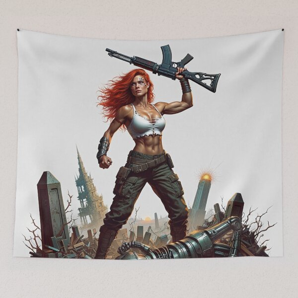 Item preview,  The Techno Samurai Warrior woman illustration art designed and sold by Vintage Designs +.
