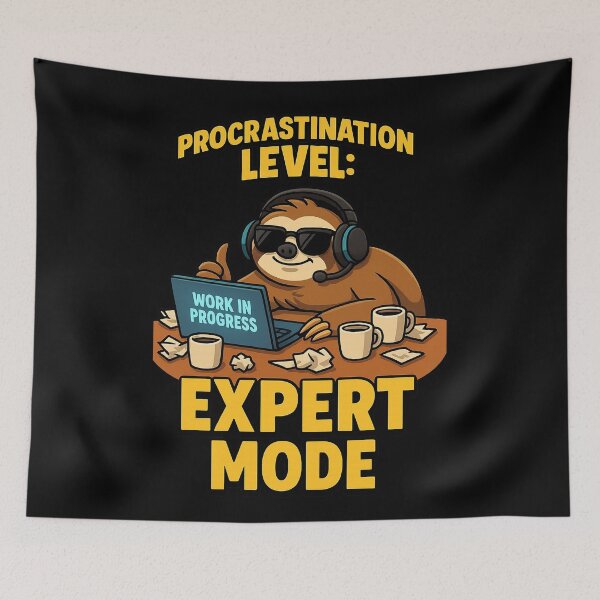 Item preview, Procrastination Level Expert Mode Funny Sloth Meme designed and sold by RandomPrints.