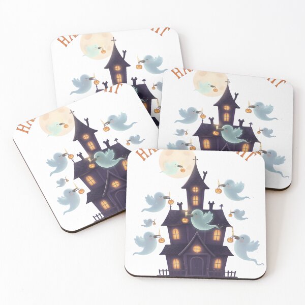 Item preview, Cute Ghost Birds Parade | Halloween Haunted House Scene | Spooky Cartoon Bird Design designed and sold by NatureNookTees.