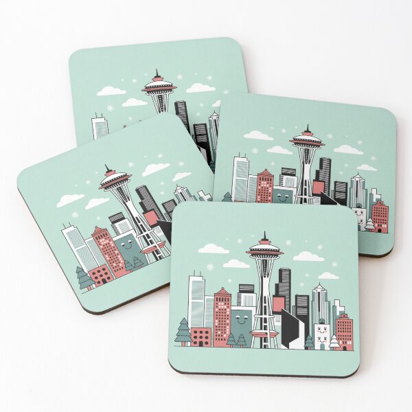 Item preview, Kawaii Seattle Christmas – Cute Space Needle Holiday Illustration | Pastel Winter City Art designed and sold by RobiCom.