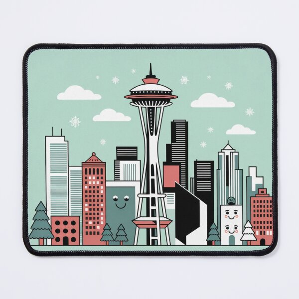 Item preview, Kawaii Seattle Christmas – Cute Space Needle Holiday Illustration | Pastel Winter City Art designed and sold by RobiCom.