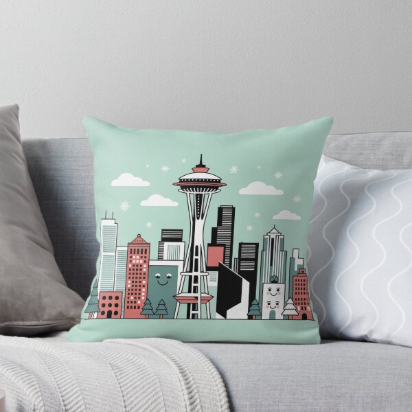 Item preview, Navidad kawaii en Seattle: adorable ilustración navideña de Space Needle | Arte urbano invernal en tonos pastel designed and sold by RobiCom.