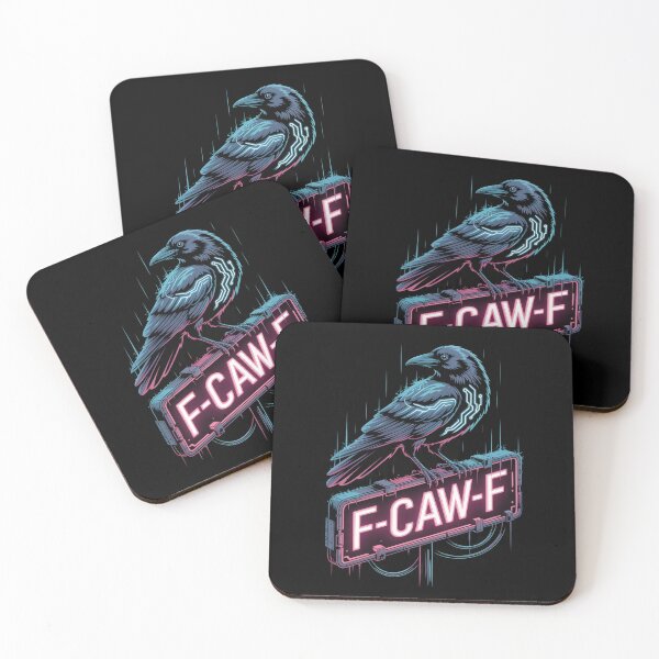 Artikelvorschau, F-CAW-F Cyberpunk Raven Neon Schild T-Shirt - Sci-Fi Techwear Art entworfen und verkauft von DarylWelsh2024.