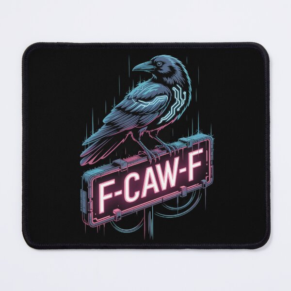Item preview, F-CAW-F Cyberpunk Raven Neon Sign Tee - Sci-Fi Techwear Art designed and sold by DarylWelsh2024.