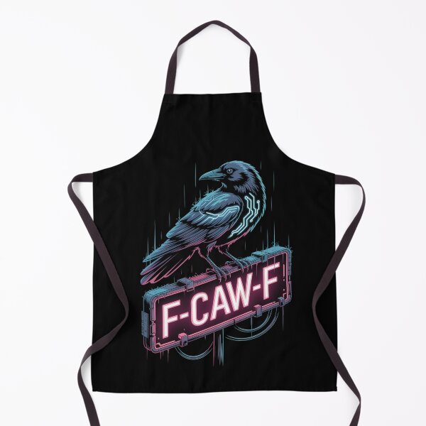 Item preview, F-CAW-F Cyberpunk Raven Neon Sign Tee - Sci-Fi Techwear Art designed and sold by DarylWelsh2024.