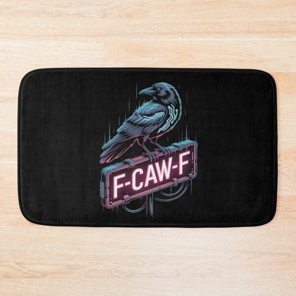 Item preview, F-CAW-F Cyberpunk Raven Neon Sign Tee - Sci-Fi Techwear Art designed and sold by DarylWelsh2024.