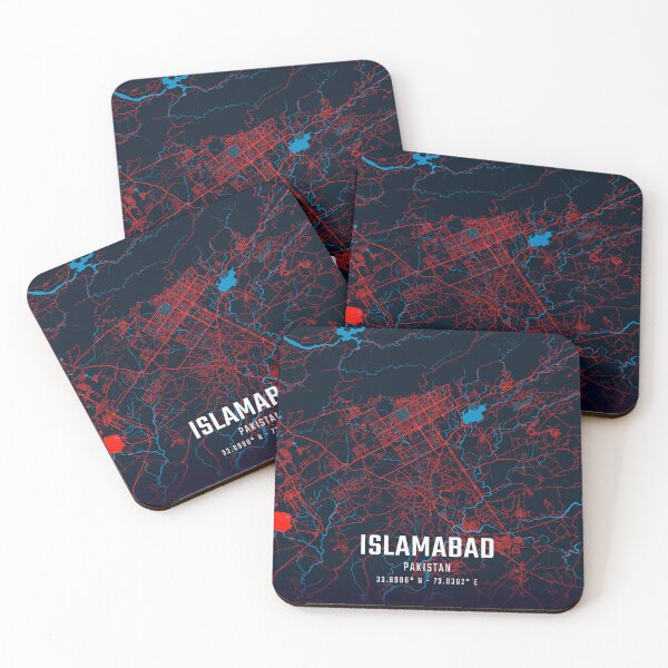 Item preview, Islamabad Red & Blue Minimalist Map designed and sold by HomeLivingCo.