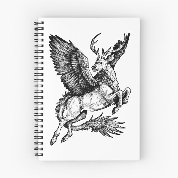 Item preview, Peryton artwork - mythical creature, medieval bestiary, fantasy deer, winged deer, ink illustration, inktober designed and sold by Ryuvhiel.