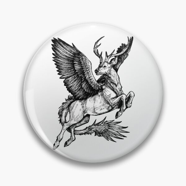 Item preview, Peryton artwork - mythical creature, medieval bestiary, fantasy deer, winged deer, ink illustration, inktober designed and sold by Ryuvhiel.
