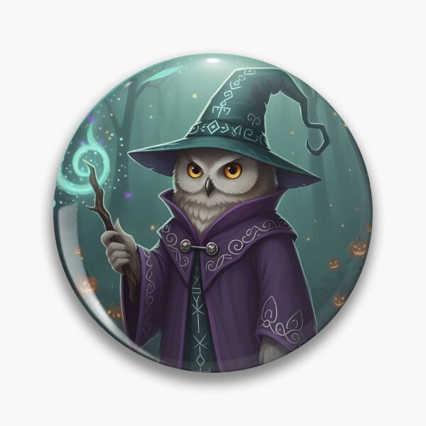 Item preview, Magical Owl Wizard in Haunted Forest | Halloween Fantasy Bird | Pumpkin Spell Art designed and sold by NatureNookTees.