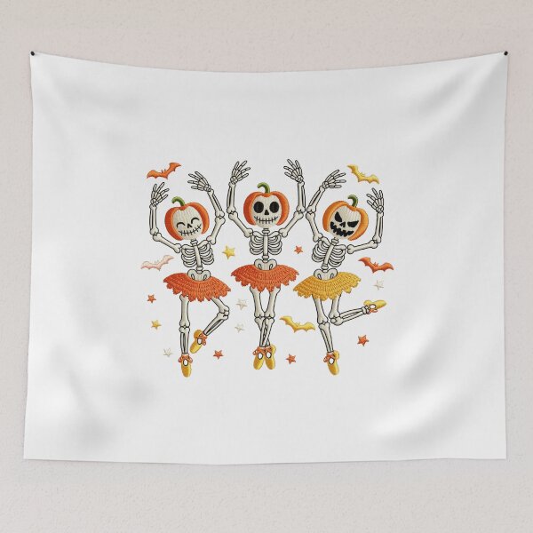 Item preview, Dancing Skeletons with Pumpkin Heads designed and sold by jkrphoto.