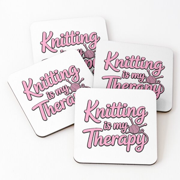 Item preview, Knitting Is My Therapy! Pink Knitting Girl designed and sold by PMCreative.