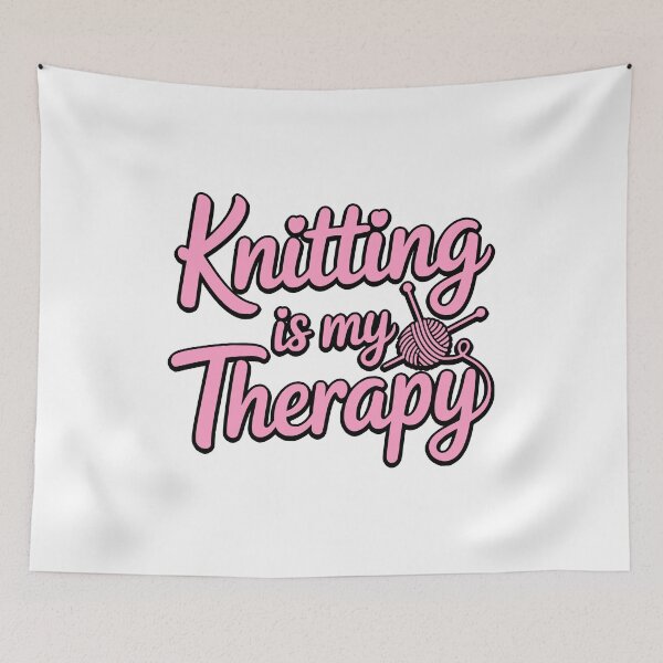 Item preview, Knitting Is My Therapy! Pink Knitting Girl designed and sold by PMCreative.