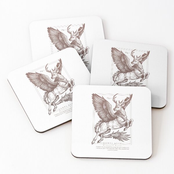 Item preview, Peryton artwork - mythical creature, medieval bestiary, fantasy deer, winged deer, ink illustration, inktober designed and sold by Ryuvhiel.