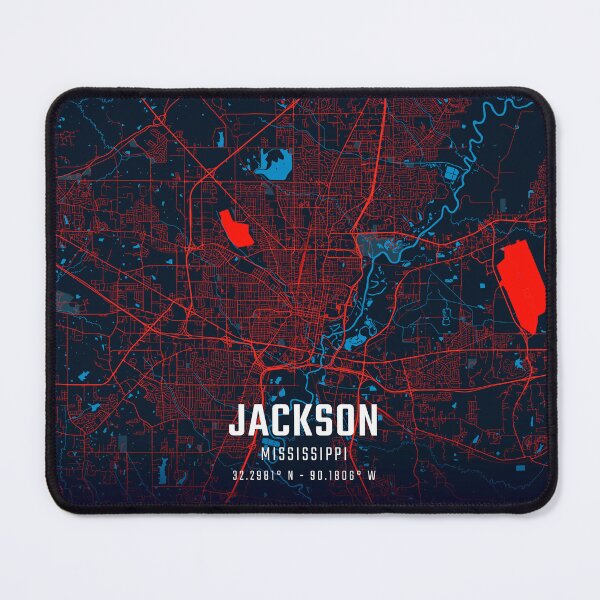 Item preview, Jackson Red & Blue Minimalist Map designed and sold by HomeLivingCo.