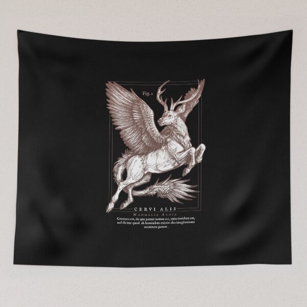 Item preview, Winged Deer, Inktober, Ink Drawing, Vintage Deer, Peryton, Mythical Creature, Retro illustration, dark academia designed and sold by Ryuvhiel.