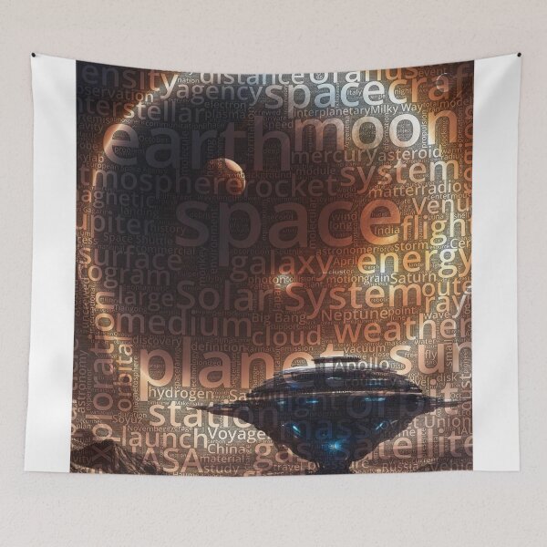 Item preview, Planet with space station Wordcloud designed and sold by Nonipix.