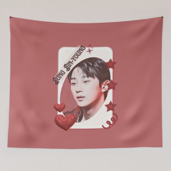 Item preview, Jung Jin-young Korean Actor Kdrama Card Red Aesthetic Collage Design designed and sold by AJUNICE STUDIO.