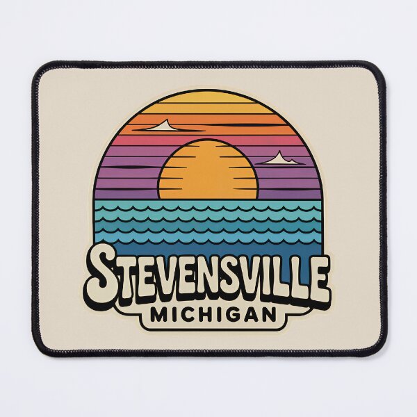 Item preview, Stevensville Michigan Retro Sunset Beach Emblem designed and sold by TheOldMittenIllustrated.