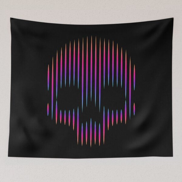 Item preview, Techno Halloween horror striped Skull designed and sold by blackdogshop.