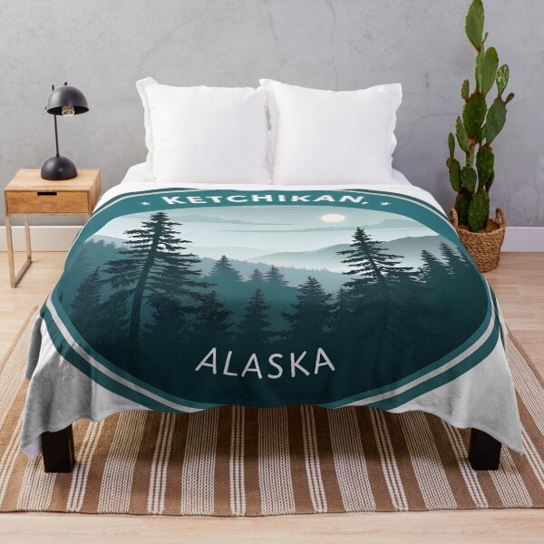 Item preview, Ketchikan Alaska Rainforest – Misty Forest Silhouette Nature Art designed and sold by VividOrganica.