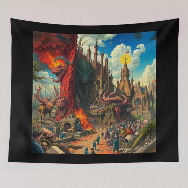 Item preview, Depiction of Hell illustration designed and sold by Vintage Designs +.
