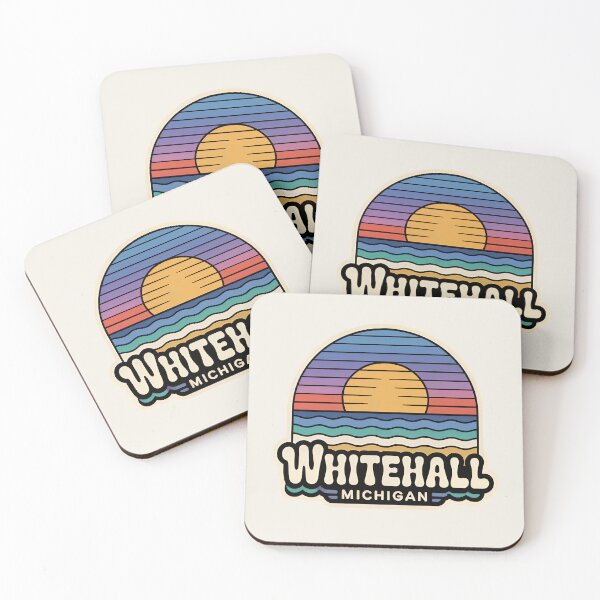 Item preview, Whitehall Michigan Retro Sunset Beach Emblem designed and sold by TheOldMittenIllustrated.