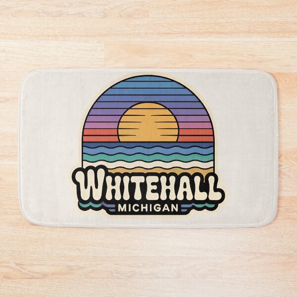 Item preview, Whitehall Michigan Retro Sunset Beach Emblem designed and sold by TheOldMittenIllustrated.