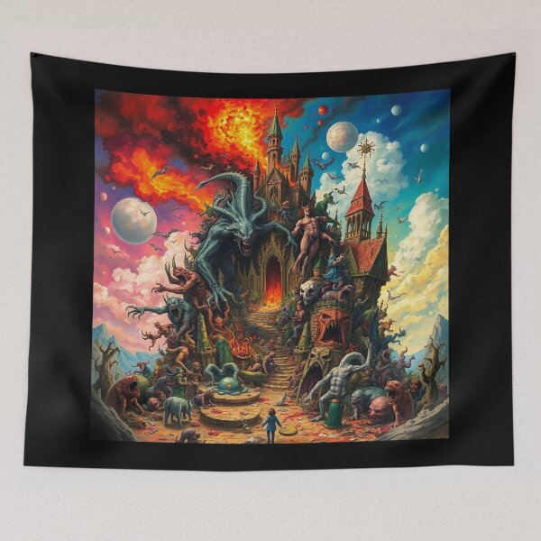 Item preview, Depiction of Hell illustration designed and sold by Vintage Designs +.