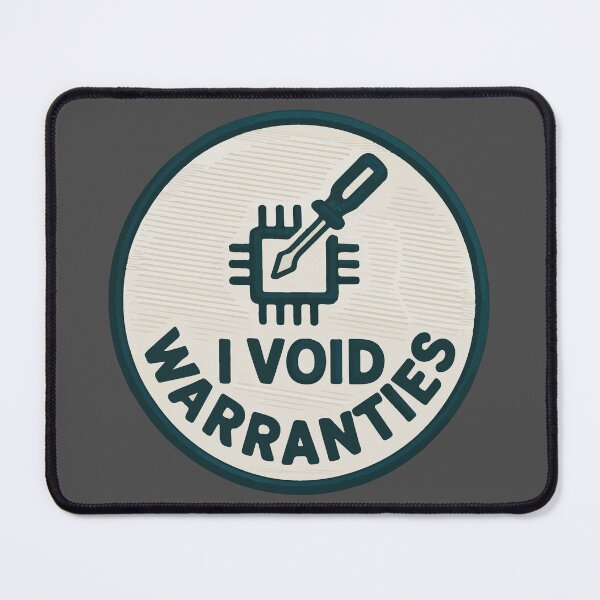 Item preview, I Void Warranties — Hardware Hacker Badge for Tech Rebels designed and sold by VenDecoArt.