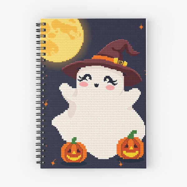 Item preview, Cute Ghost Witch Cross Stitch Art – Halloween Pumpkin Embroidery Design designed and sold by MiraLumeStudio.