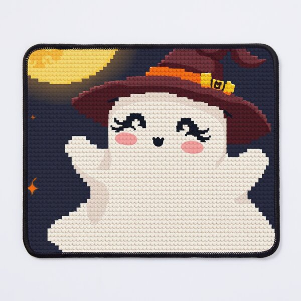 Item preview, Cute Ghost Witch Cross Stitch Art – Halloween Pumpkin Embroidery Design designed and sold by MiraLumeStudio.