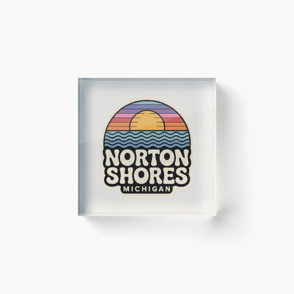 Item preview, Norton Shores Michigan Retro Sunset Beach Emblem designed and sold by TheOldMittenIllustrated.
