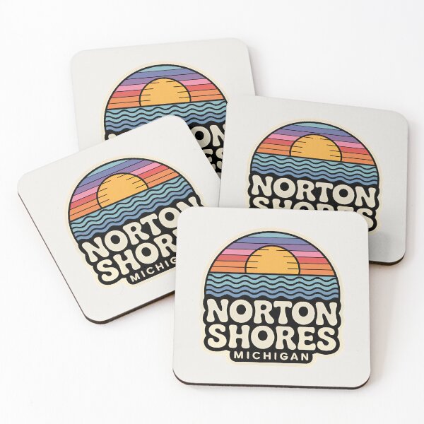Item preview, Norton Shores Michigan Retro Sunset Beach Emblem designed and sold by TheOldMittenIllustrated.