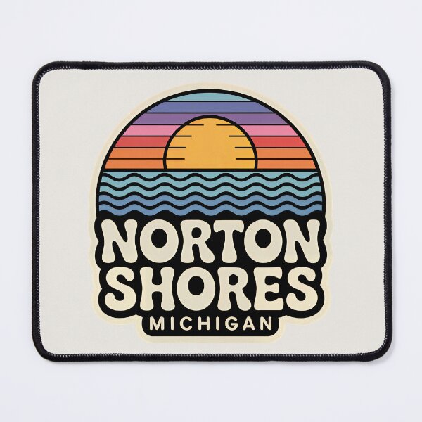 Item preview, Norton Shores Michigan Retro Sunset Beach Emblem designed and sold by TheOldMittenIllustrated.