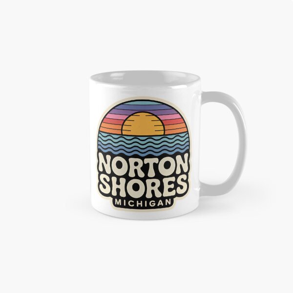 Item preview, Norton Shores Michigan Retro Sunset Beach Emblem designed and sold by TheOldMittenIllustrated.