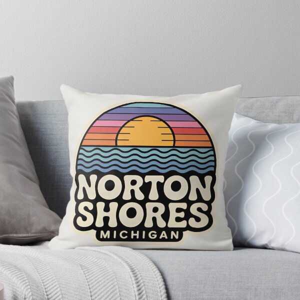 Item preview, Norton Shores Michigan Retro Sunset Beach Emblem designed and sold by TheOldMittenIllustrated.