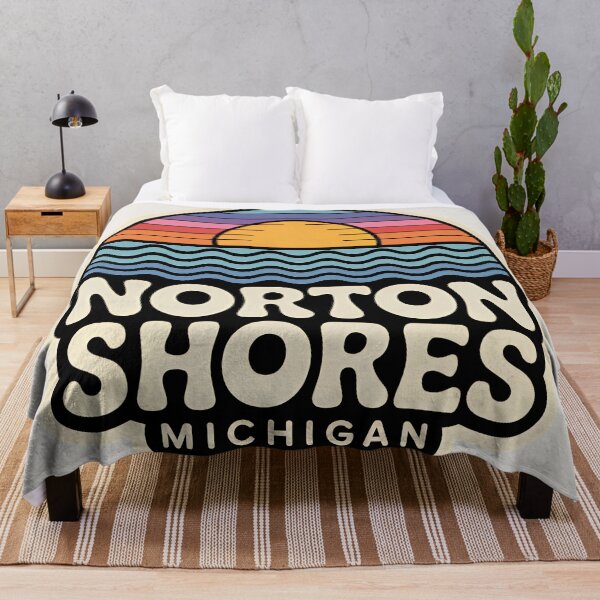 Item preview, Norton Shores Michigan Retro Sunset Beach Emblem designed and sold by TheOldMittenIllustrated.