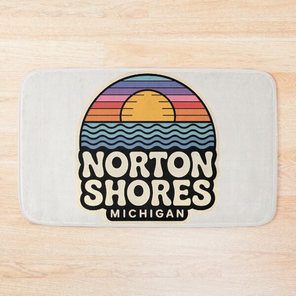 Item preview, Norton Shores Michigan Retro Sunset Beach Emblem designed and sold by TheOldMittenIllustrated.